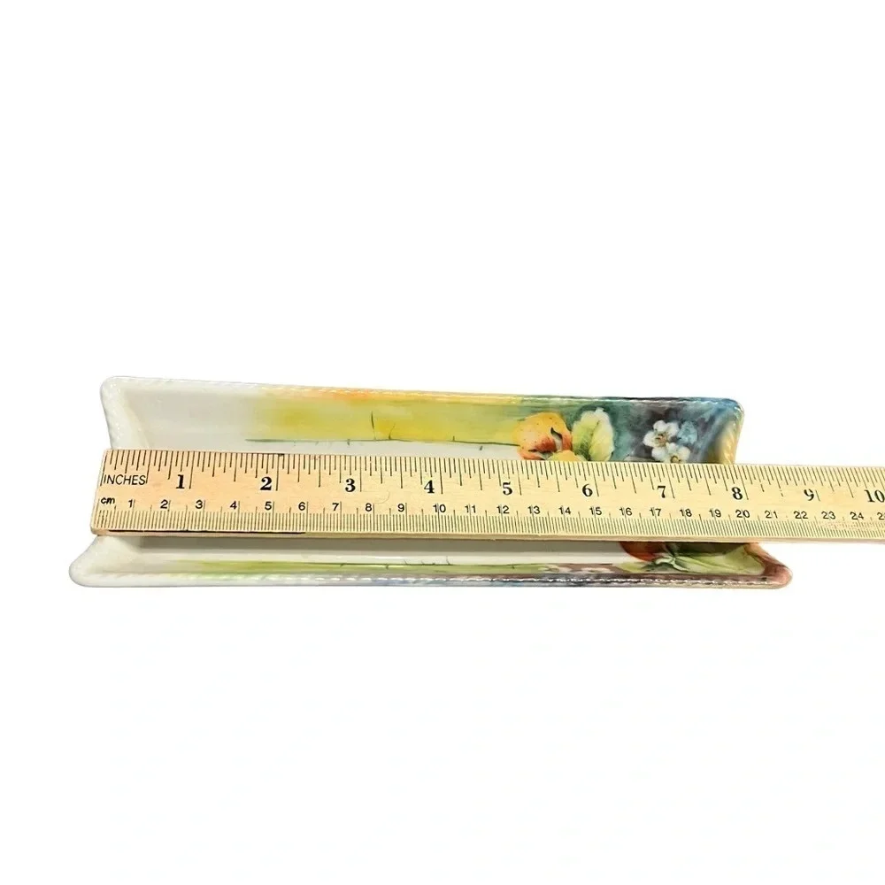 Vintage Antique Dresser Tray Pin Tray Pen Pencil Holder Hand Painted Strawberrie